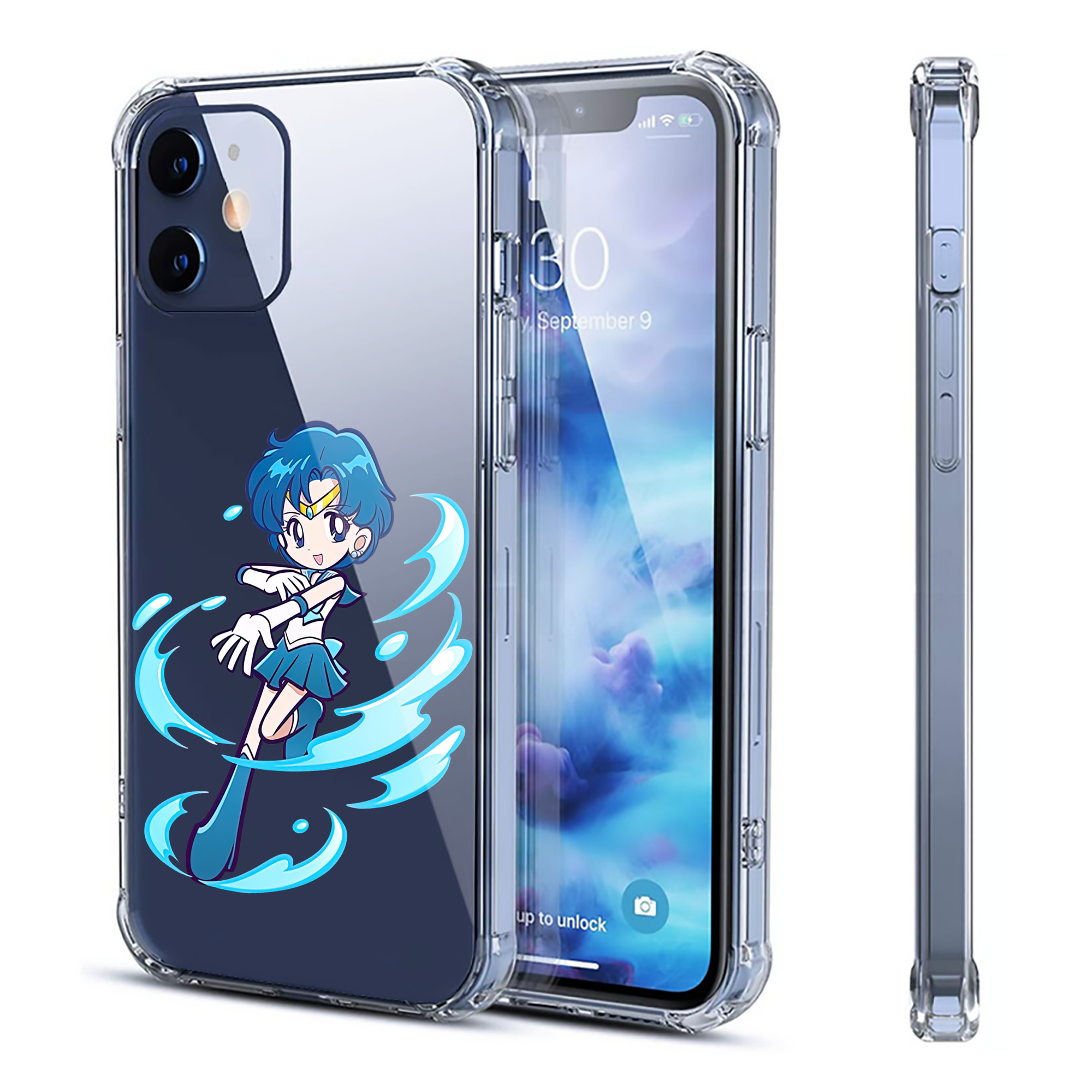 （画像用） 美少女戦士セーラームーン 水野 亜美 みずの あみ Sailor Moon Mizuno Ami 【iPhone 12シリーズ対応】透明スマホケース（クリアソフトケース）